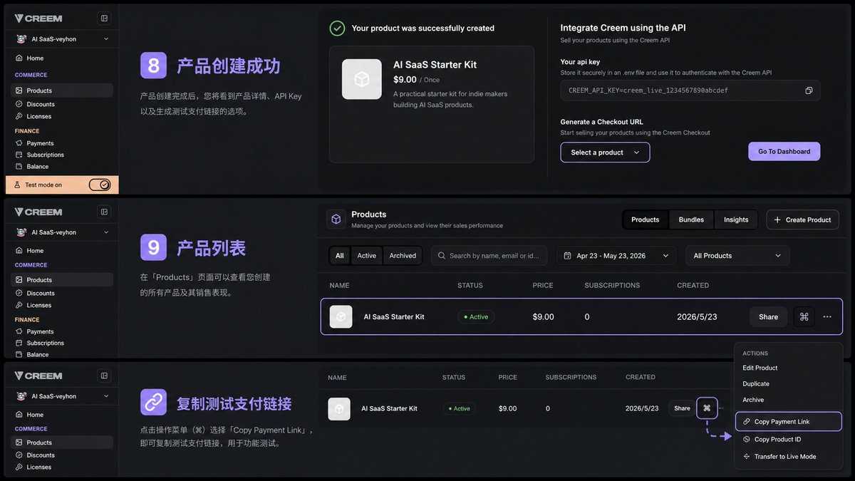 产品创建成功与产品列表