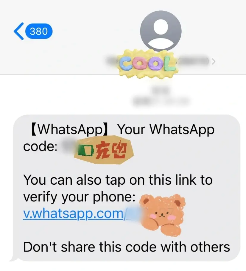 WhatsApp语音验证码接收示意